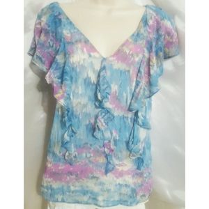 Banana Republic Sheer Lined Pastel Floral Top